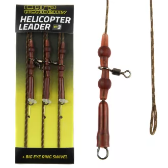   Carp Academy Helicopter Leader 35 lb 75 cm barna ólombetétes szerelék nagy karikás forgóval 3 db/csomag