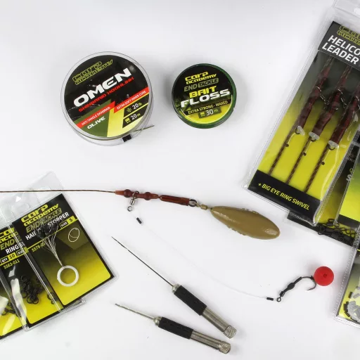 Carp Academy Helicopter Leader 35 lb 75 cm barna ólombetétes szerelék nagy karikás forgóval 3 db/csomag