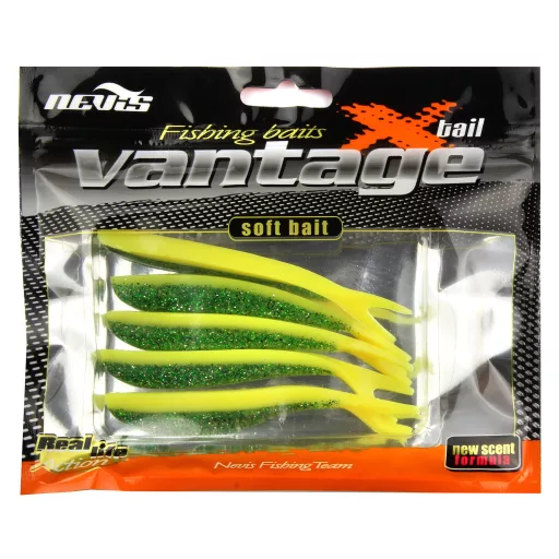 Nevis Drop shot shad Sárga-Zöld Flitter 10 cm 4,34 g 5 db/csomag gumihal