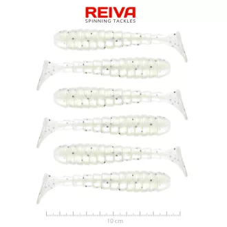   Reiva Stream Shad gyöngyház fehér Dots 10 cm 8,8 g gumihal