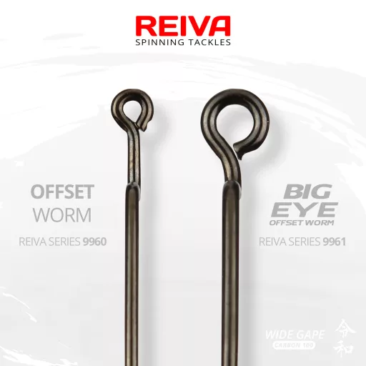 Reiva offset Worm 2/0-s fekete szakállas offset horog 5 db/csomag