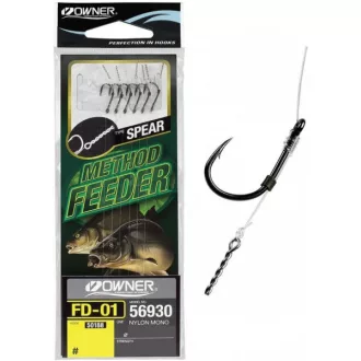   Owner method feeder 56930 csalitüskés 0,25 mm 6-os szakállas előkötött horog