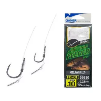   Owner method feeder 56930 csalitüskés 0,2 mm 12-es szakállas előkötött horog