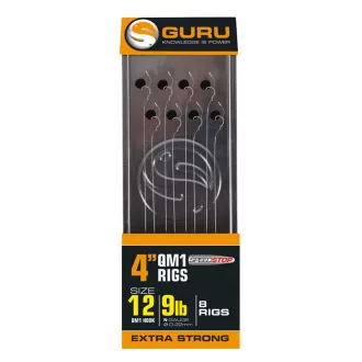   Guru QM1 Speed Stop Ready Rigs 4" 10 cm QM1 7 lb 0,17 mm 16-os szakáll nélküli előkötött horog 8 db/csomag