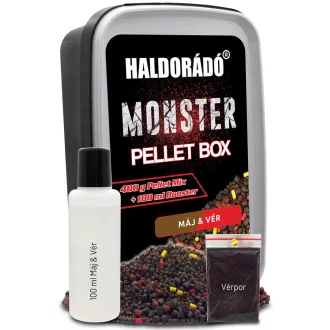   Haldorádó Monster Pellet Box Máj & Vér 400 g + 100 ml aroma etetőpellet