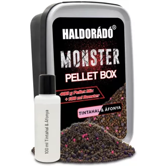   Haldorádó Monster Pellet Box Tintahal & Áfonya 400 g + 100 ml aroma etetőpellet