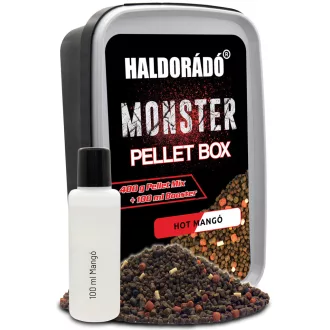   Haldorádó Monster Pellet Box Hot Mangó 400 g + 100 ml aroma etetőpellet